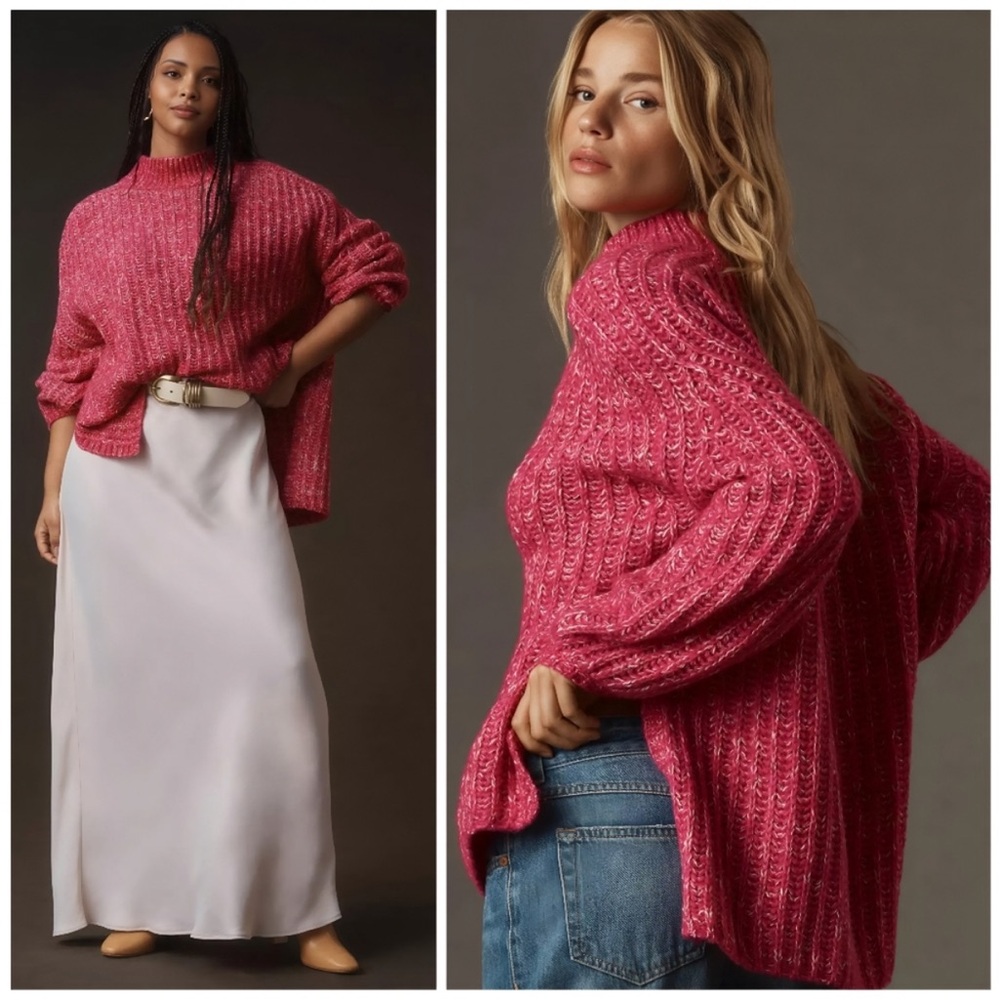 Anthropologie Pilcro Oversized Textured Tunic Sweater in Pink Size‎ small